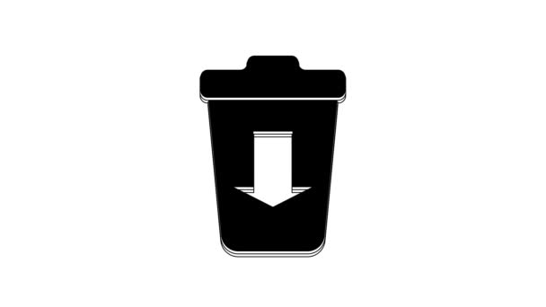 Black Send Trash Icon Isolated White Background Video Motion Graphic — Vídeo de Stock