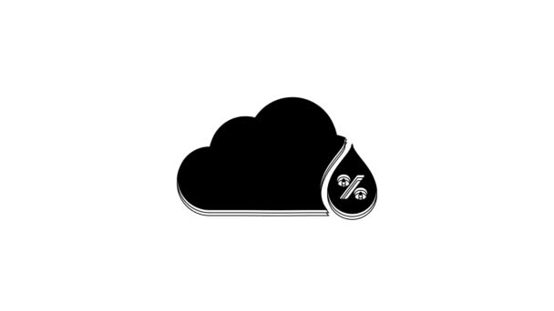 黑色湿气图标隔离在白色背景上 天气和气象学 温度计符号 4K视频运动图形动画 — 图库视频影像