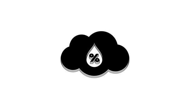 Black Humidity Icon Isolated White Background Weather Meteorology Cloud Thermometer — Wideo stockowe