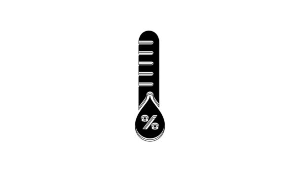 Black Humidity Icon Isolated White Background Weather Meteorology Thermometer Symbol — Video Stock