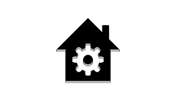 Black Smart Home Settings Icon Isolated White Background Remote Control — стоковое видео