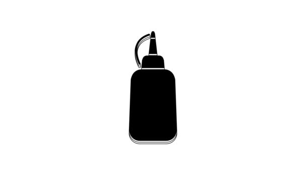 Black Mustard Bottle Icon Isolated White Background Video Motion Graphic — Stock Video