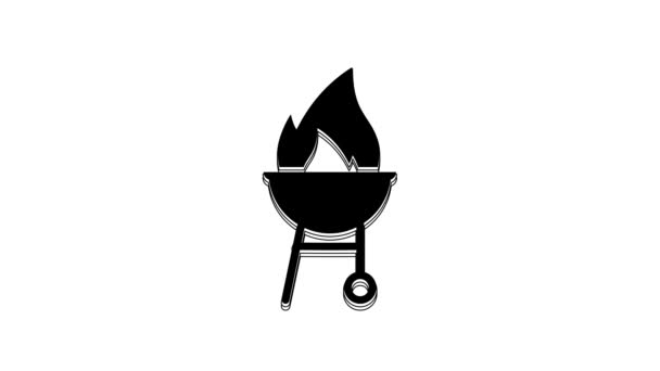 Barbecue Icône Grill Noir Isolé Sur Fond Blanc Barbecue Grill — Video
