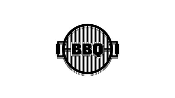 Black Barbecue Grill Symbol Isoliert Auf Weißem Hintergrund Blick Von — Stockvideo