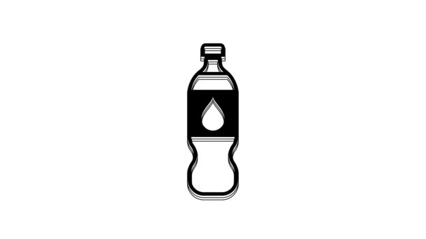 Garrafa Preta Ícone Água Isolado Fundo Branco Sinal Bebida Com — Vídeo de Stock