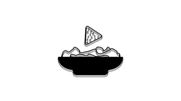 Black Nachos Plate Icon Isolated White Background Tortilla Chips Nachos — Wideo stockowe