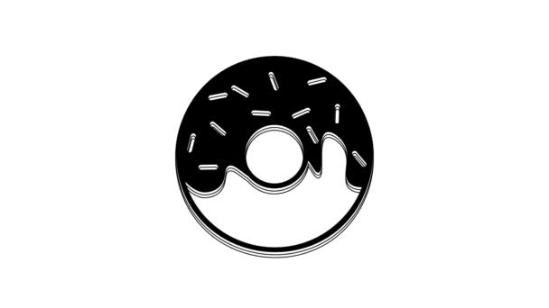 黑甜甜圈与甜釉面图标隔离在白色背景 4K视频运动图形动画 — 图库视频影像