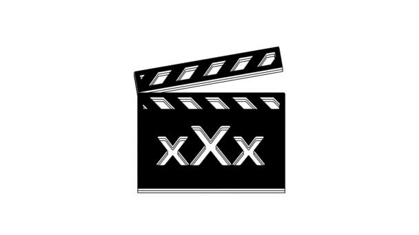 Black Movie Clapper Inscription Sex Icon Isolated White Background Age — Stock Video