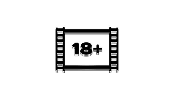Black Play Video Inscription Icon Isolated White Background Age Restriction — Stock videók