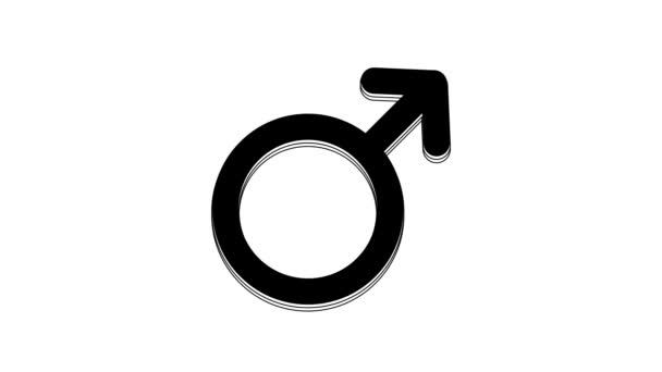 Ícone Símbolo Gênero Masculino Preto Isolado Fundo Branco Animação Gráfica — Vídeo de Stock