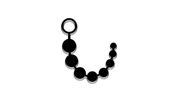 Black Anal Beads Icon Isolated White Background Anal Balls Sign — Wideo stockowe