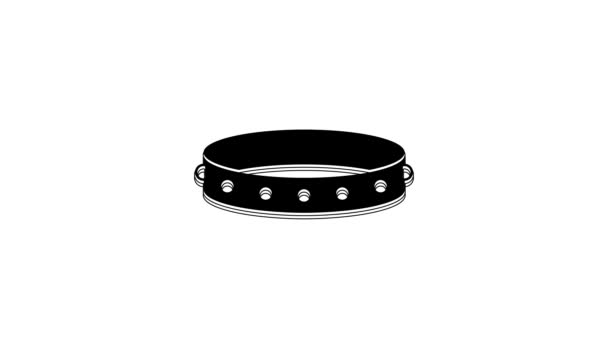 Black Leather Fetish Collar Metal Spikes Surface Icon Isolated White — Video Stock