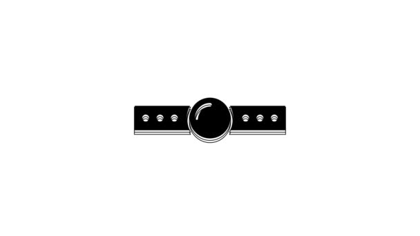 Black Silicone Ball Gag Leather Belt Icon Isolated White Background — Stockvideo