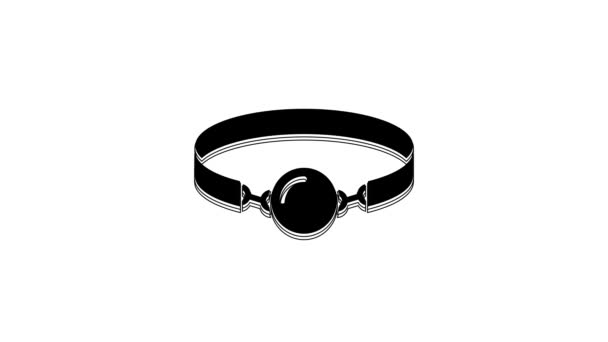 Black Silicone Ball Gag Leather Belt Icon Isolated White Background — Stockvideo