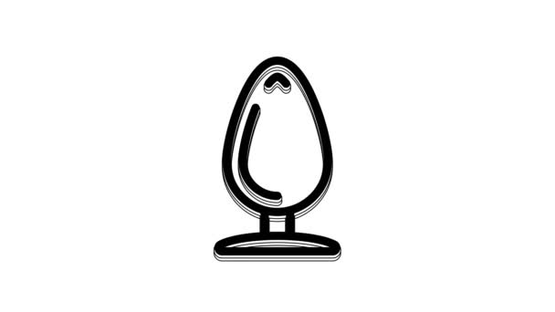 Black Anal Plug Icon Isolated White Background Butt Plug Sign — Αρχείο Βίντεο