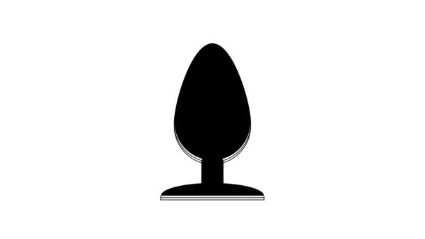 Black Anal Plug Icon Isolated White Background Butt Plug Sign — Stockvideo
