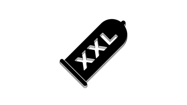 Czarna Prezerwatywa Bezpieczna Ikona Seksu Izolowana Białym Tle Symbol Bezpiecznej — Wideo stockowe