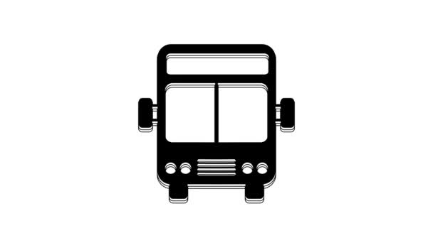 Zwarte Bus Pictogram Geïsoleerd Witte Achtergrond Transportconcept Bus Tour Transport — Stockvideo