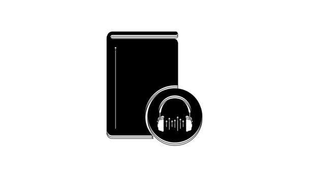 Icône Livre Audio Noir Isolé Sur Fond Blanc Livre Avec — Video