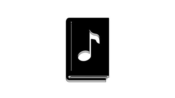 Black Audio Book Icon Isolated White Background Musical Note Book — стоковое видео