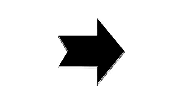 白の背景に隔離された黒い矢印アイコン 方向矢印記号 ナビゲーションポインタ記号 4Kビデオモーショングラフィックアニメーション — ストック動画