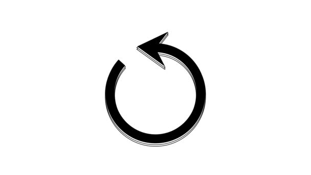 Black Refresh Icon Isolated White Background Reload Symbol Rotation Arrow — Stockvideo