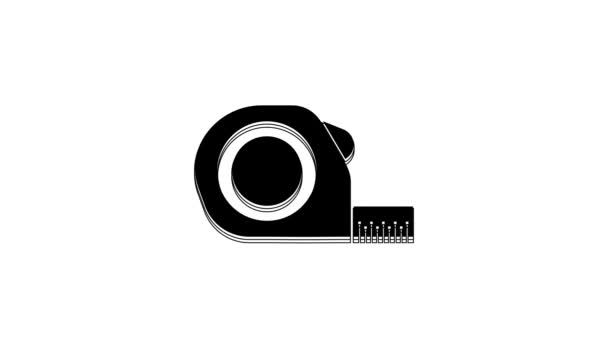 Schwarzes Roulette Bausymbol Isoliert Auf Weißem Hintergrund Maßband Symbol Video — Stockvideo