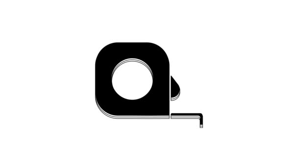 Icône Construction Roulette Noire Isolée Sur Fond Blanc Symbole Mesure — Video
