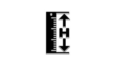 Black The measuring height and length icon isolated on white background. Ruler, straightedge, scale symbol. 4K Video motion graphic animation.