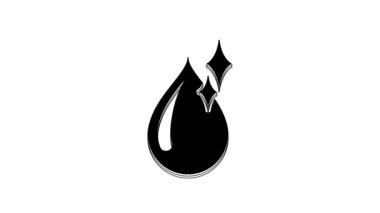Black Clean water drop icon isolated on white background. 4K Video motion graphic animation.
