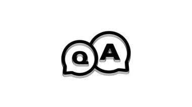 Black Speech bubbles with Question and Answer icon isolated on white background. Q and A symbol. FAQ sign. Chat speech bubble and chart. 4K Video motion graphic animation.