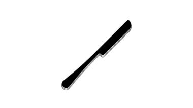 Siyah Bıçak simgesi beyaz arkaplanda izole edildi. Çatal bıçak sembolü. 4K Video hareketli grafik canlandırması.