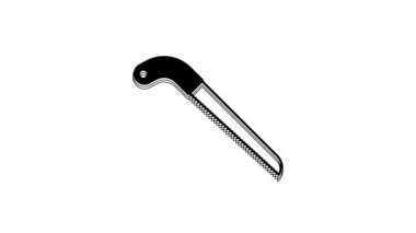 Siyah Bahçe beyaz arkaplanda izole edilmiş bir simge gördü. 4K Video hareketli grafik canlandırması.