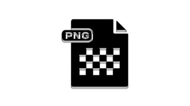Black PNG file document. Download png button icon isolated on white background. PNG file symbol. 4K Video motion graphic animation.