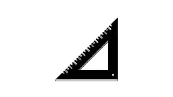 Black Triangular Ruler Icon Isolated White Background Straightedge Symbol Geometric — Stock Video