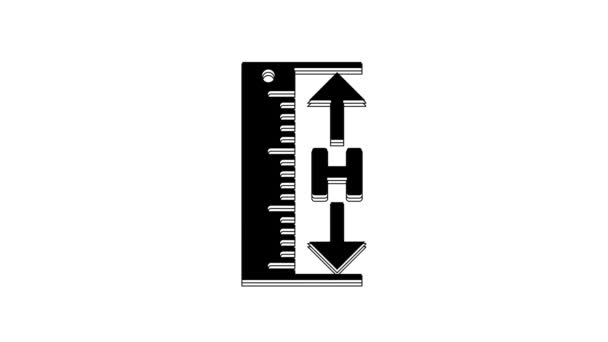 Black Measuring Height Length Icon Isolated White Background Ruler Straightedge — Wideo stockowe