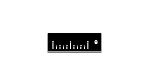 黒のルーラーアイコンは白の背景に隔離されている 右端のシンボル 4Kビデオモーショングラフィックアニメーション — ストック動画