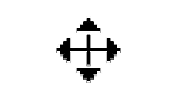 Black Pixel Arrows Four Directions Icon Isolated White Background Cursor — Vídeo de Stock