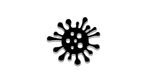 在白色背景上分离的黑色细菌图标 细菌和细菌 导致微生物疾病 细胞癌 微生物 4K视频运动图形动画 — 图库视频影像