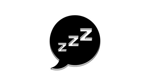 Black Speech Bubble Snoring Icon Isolated White Background Concept Sleeping — Wideo stockowe