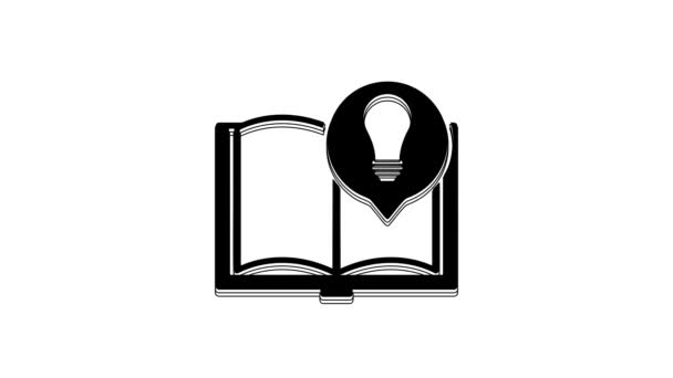 Чорний Цікаві Факти Значок Ізольовані Білому Тлі Книга Стаття Лампочка — стокове відео