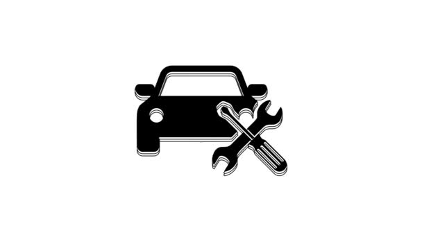 Black Car Screwdriver Wrench Icon Isolated White Background Adjusting Service — Stock video