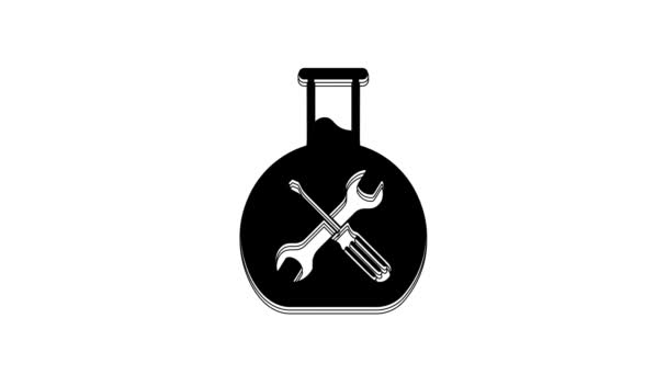 Black Bioengineering Screwdriver Wrench Icon Isolated White Background Adjusting Service — Stock Video