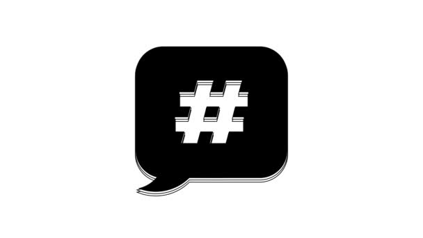 Black Hashtag Speech Bubble Icon Isolated White Background Concept Number — ストック動画
