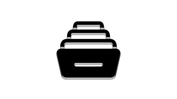 Черный Ящик Иконкой Документов Белом Фоне Ящик Документами Ящик Шкафа — стоковое видео