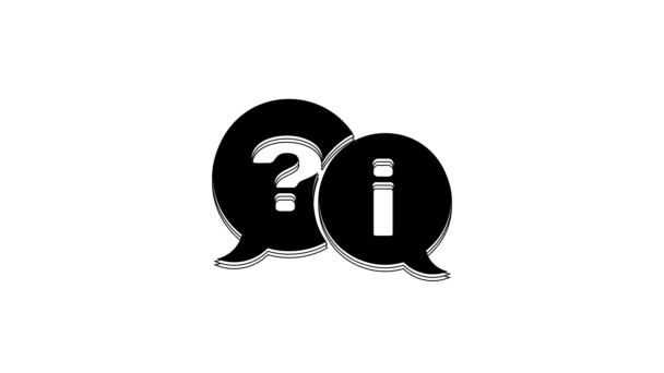 Black Speech Bubbles Question Exclamation Icon Isolated White Background Faq — Stock video