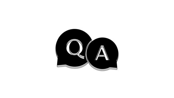 Black Speech Bubbles Question Answer Icon Isolated White Background Symbol — 비디오