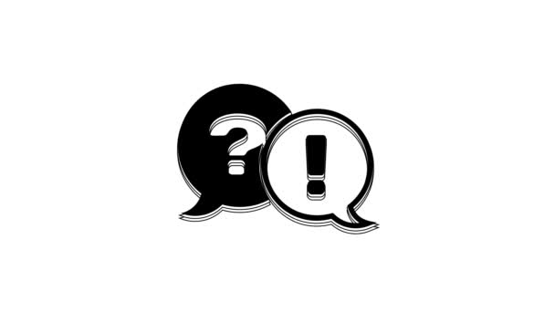 Black Speech Bubbles Question Exclamation Icon Isolated White Background Faq — Stok Video