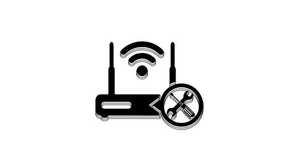 Black Router Screwdriver Wrench Icon Isolated White Background Adjusting Service — Stock video