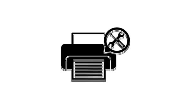 Black Printer Screwdriver Wrench Icon Isolated White Background Adjusting Service — стоковое видео